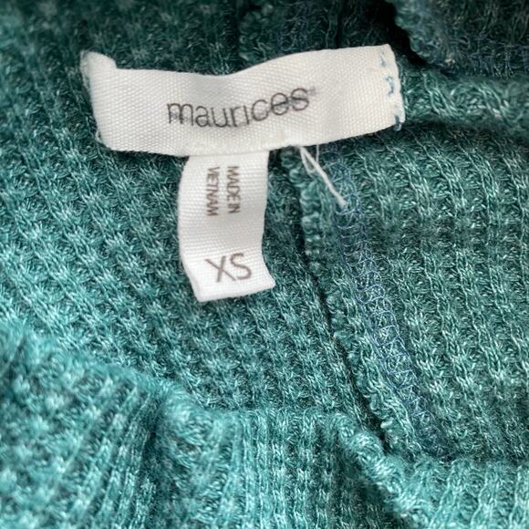 Maurices Waffle Mock Neck Fair Isle Cuff Mixer Tee - Size XS - Picture 4 of 6